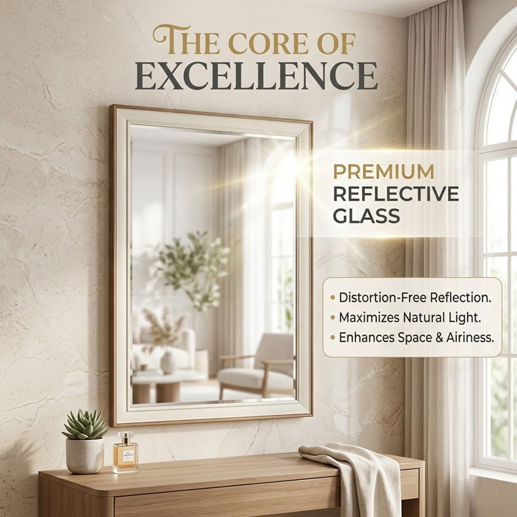 Modern rectangular wall mirror clarity infographic