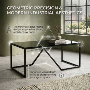 GLASS COFFEE TABLE BLACK W110XD55XH42CM | NVL5918079 - Image 