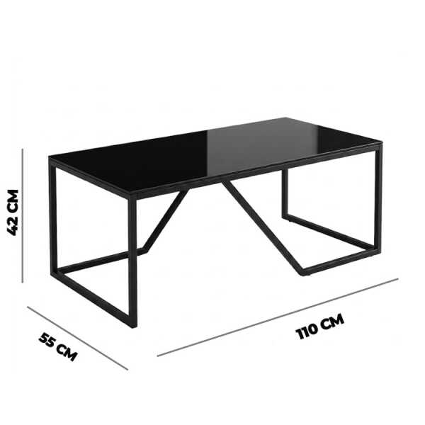 GLASS COFFEE TABLE BLACK W110XD55XH42CM | NVL5918079 - Image 