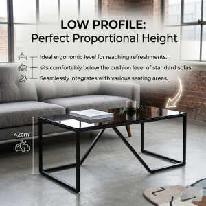GLASS COFFEE TABLE BLACK W110XD55XH42CM | NVL5918079 - Image 