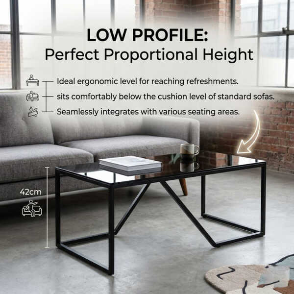 GLASS COFFEE TABLE BLACK W110XD55XH42CM | NVL5918079 - Image 