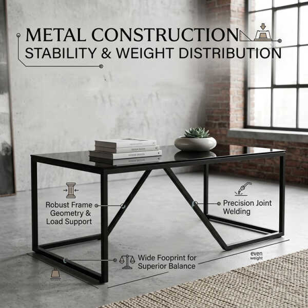 GLASS COFFEE TABLE BLACK W110XD55XH42CM | NVL5918079 - Image 