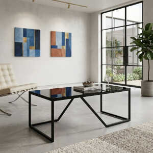 GLASS COFFEE TABLE BLACK W110XD55XH42CM | NVL5918079 - Image 