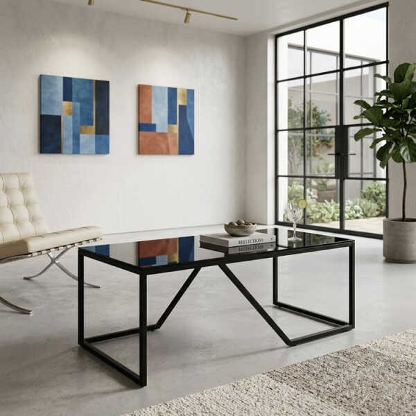 GLASS COFFEE TABLE BLACK W110XD55XH42CM | NVL5918079 - Image 