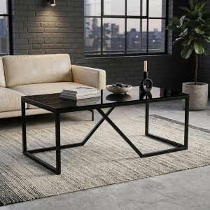 GLASS COFFEE TABLE BLACK W110XD55XH42CM | NVL5918079 - Image 