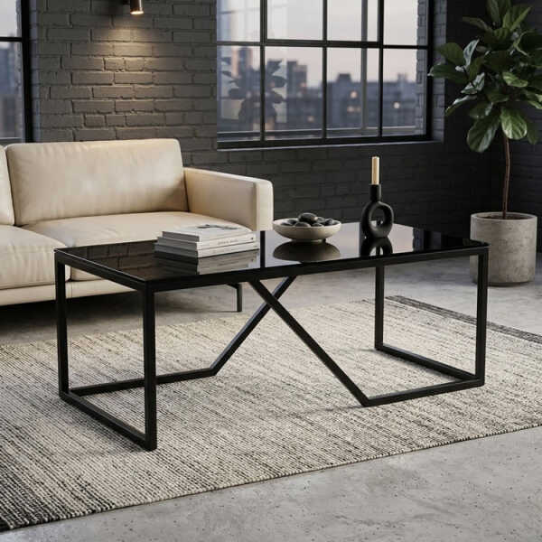 GLASS COFFEE TABLE BLACK W110XD55XH42CM | NVL5918079 - Image 