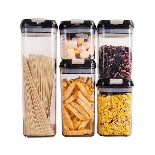 5PCS PLASTIC FOOD STORAGE CONTAINER SET (1X1.9L | 1X1.2L | 2X0.8L | 1X0.5L) | NVO-0324 - Image 