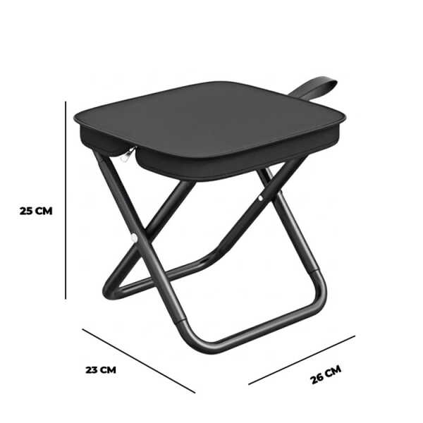 MINI PORTABLE FOLDING CAMPING STOOL W/ STORAGE POUCH | NVO-0376 - Image 