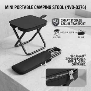 MINI PORTABLE FOLDING CAMPING STOOL W/ STORAGE POUCH | NVO-0376 - Image 