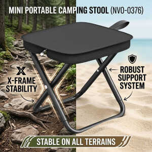 MINI PORTABLE FOLDING CAMPING STOOL W/ STORAGE POUCH | NVO-0376 - Image 