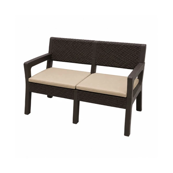 RATTAN TERRACE TABLE & 4 CHAIRS SET BROWN (MEGA SET) WITH CUSHIONS BEIGE | PF543 - Image 
