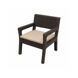 RATTAN TERRACE TABLE & 4 CHAIRS SET BROWN (MEGA SET) WITH CUSHIONS BEIGE | PF543 - Image 