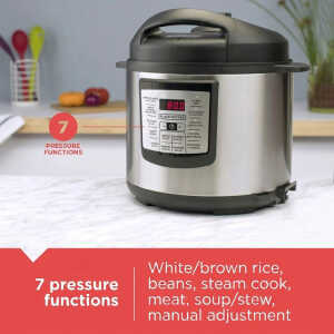 BLACK & DECKER 6QT/5.7L ELECTRIC PRESSURE COOKER SILVER 1000W-120V | PR100SD - Image 