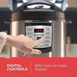 BLACK & DECKER 6QT/5.7L ELECTRIC PRESSURE COOKER SILVER 1000W-120V | PR100SD - Image 