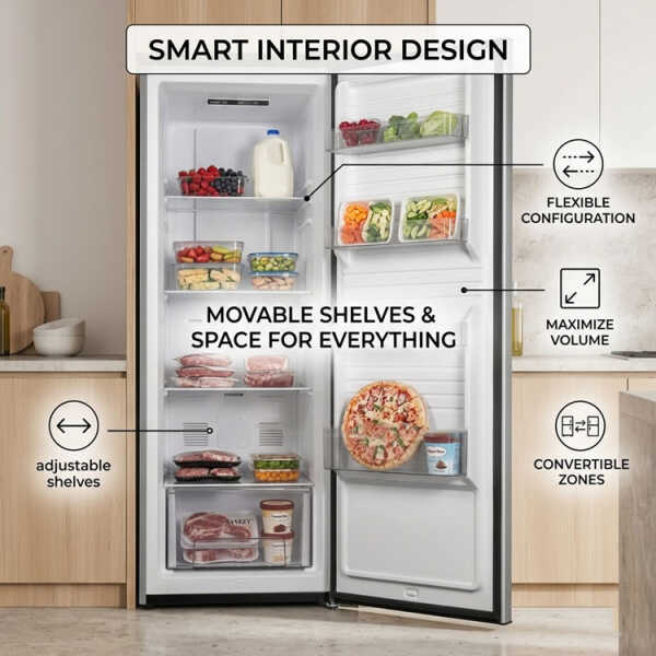 SANKEY 12 CUFT/305L CONVERTIBLE UPRIGHT FREEZER GREY 115V | RFC-1301 - Image 