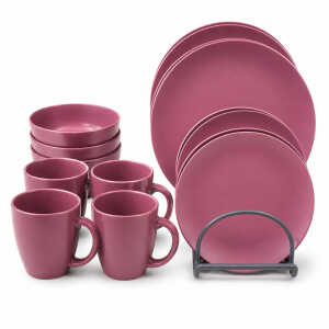 STONEWARE DINNERWARE 16PCS SET BURGUNDY | ST-5619