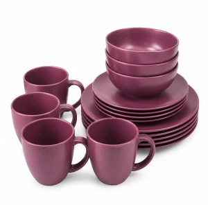 STONEWARE DINNERWARE 16PCS SET BURGUNDY | ST-5619 - Image 