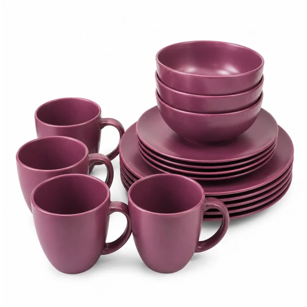 STONEWARE DINNERWARE 16PCS SET BURGUNDY | ST-5619 - Image 