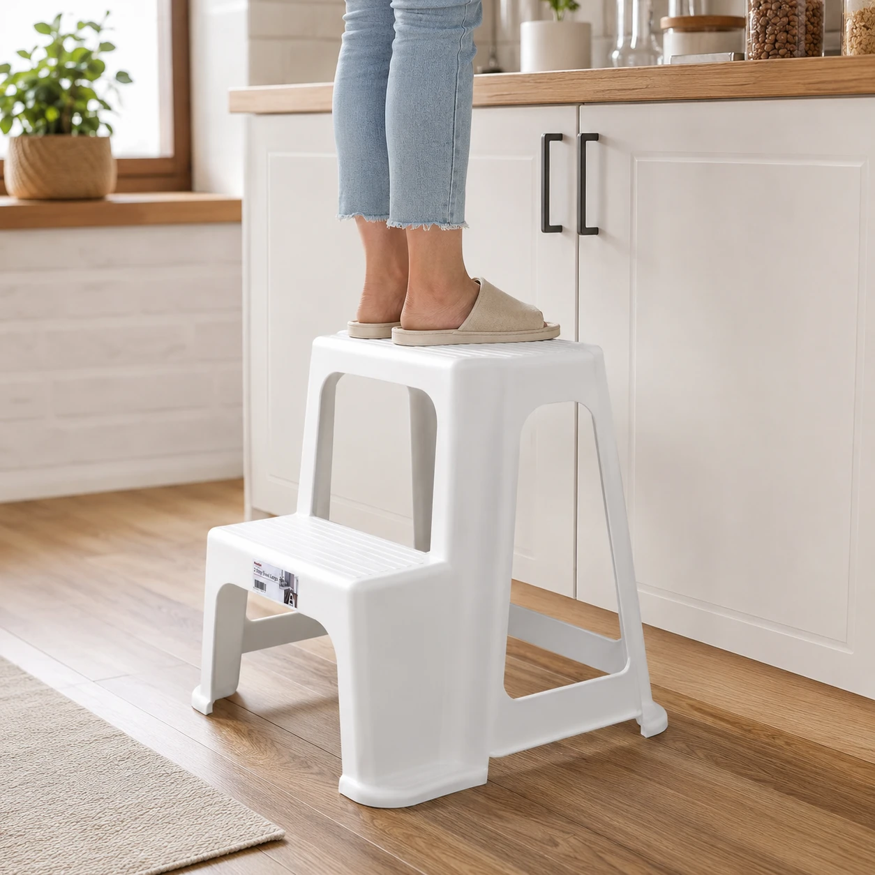 White Homestar 2 Step Stool Large.