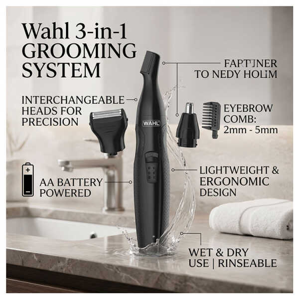 WAHL MINI 3 IN 1 NOSE, EAR & BROW TRIMMER | WAH-5608-1308 - Image 