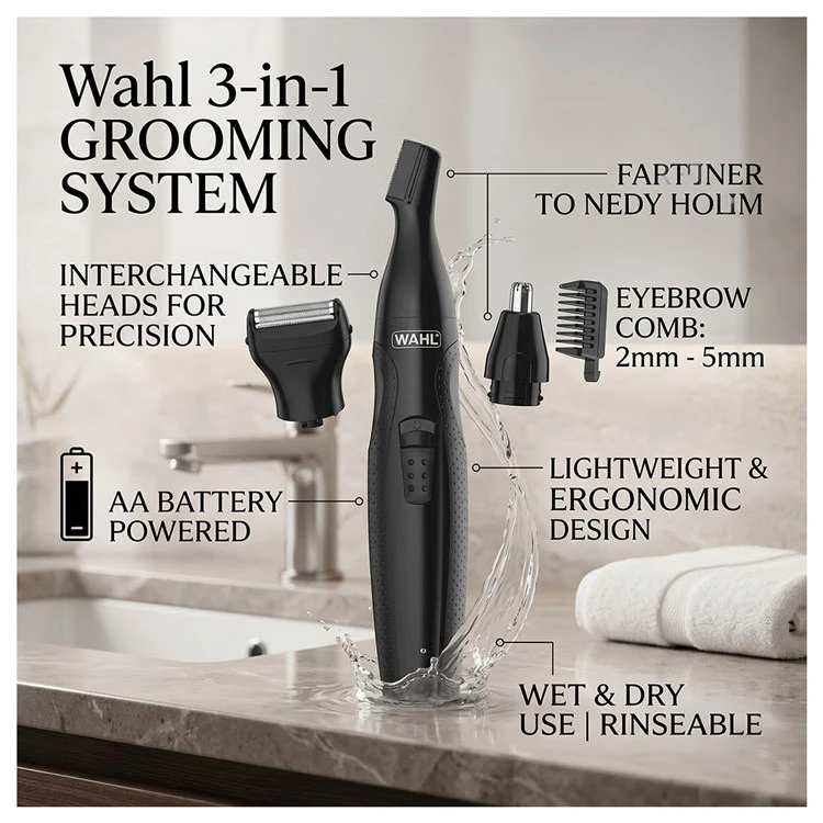 Wahl mini 3 in 1 nose, ear & brow trimmer – for precise grooming