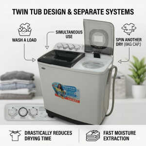 SANKEY 13KG TWIN TUB WASHING MACHINE WHITE 110V | WM-1320PH - Image 
