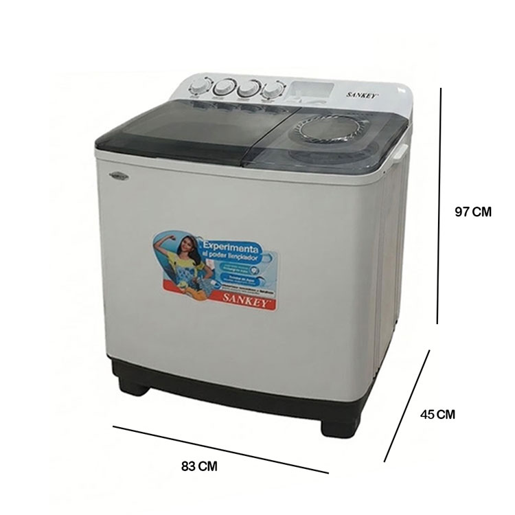 Dimensions diagram for SANKEY twin tub washing machine