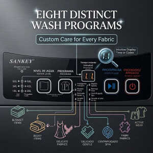 SANKEY 10.8 KG TOP LOAD WASHER W/ IMPELLER BLACK 110V | WM-A1090PS - Image 