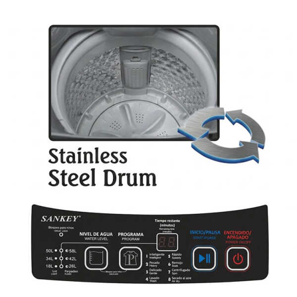 SANKEY 10.8 KG TOP LOAD WASHER W/ IMPELLER BLACK 110V | WM-A1090PS - Image 