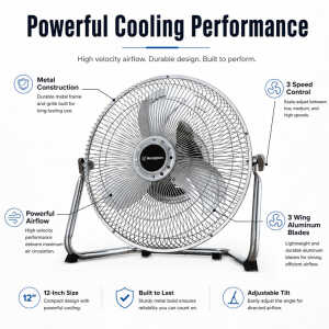 WESTINGHOUSE 12" HIGH VELOCITY FAN | WS-FHVMF12CH - Image 