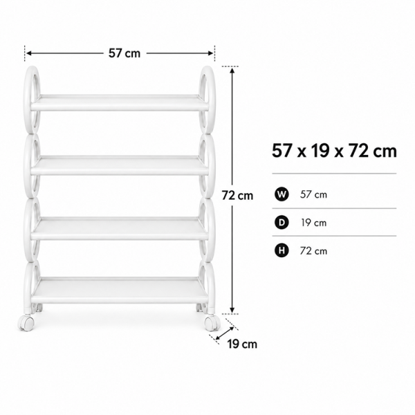 SIMPLE MULTIFUNCTIONAL 4-TIERS SHOE RACK 57X19X72CM | FSK10444 - Image 