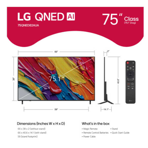 LG 75" CLASS QNED AI 4K SMART TV 2025 | 75QNED82AUA - Image 