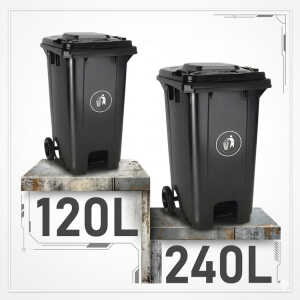 BOLT WASTE BIN WITH PEDAL AND WHEELS BLACK | VARIETY - Image 
