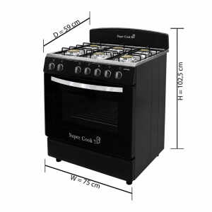 SUPER COOK CAYENNE 6-BURNERS GAS RANGE BLACK | CNT-10880-BLACK - Image 