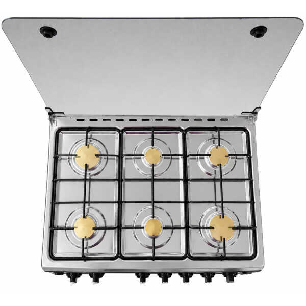 SUPER COOK PARIS 30" 6 BURNER GASRANGE W/ELECTRIC IGNITION BLACK | CNT-PARIS/BLACK - Image 