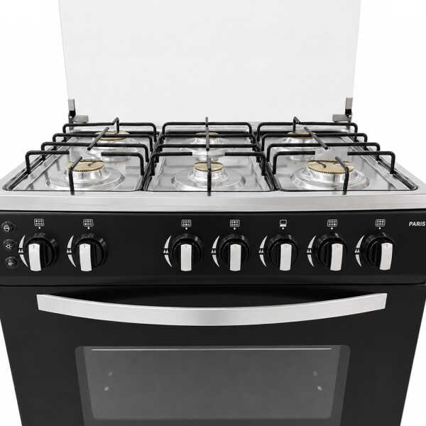 SUPER COOK PARIS 30" 6 BURNER GASRANGE W/ELECTRIC IGNITION BLACK | CNT-PARIS/BLACK - Image 