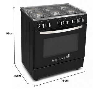 SUPER COOK PARIS 30" 6 BURNER GASRANGE W/ELECTRIC IGNITION BLACK | CNT-PARIS/BLACK - Image 