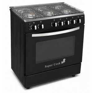 SUPER COOK PARIS 30" 6 BURNER GASRANGE W/ELECTRIC IGNITION BLACK | CNT-PARIS/BLACK - Image 