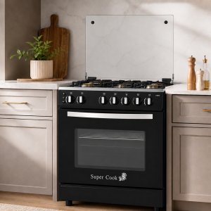 SUPER COOK PARIS 30" 6 BURNER GASRANGE W/ELECTRIC IGNITION BLACK | CNT-PARIS/BLACK - Image 