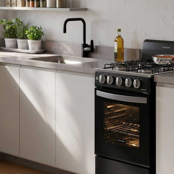 FRIGIDAIRE 20" 4 BURNER GAS RANGE W/ ELECTRIC IGNITION BLACK | FKGN20C3MYB - Image 