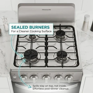 FRIGIDAIRE 20" 4 BURNER GAS RANGE W/ ELECTRIC IGNITION SILVER | FKGN20C3MYG - Image 