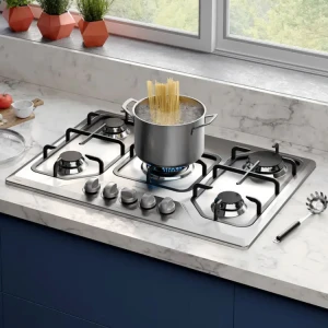 FRIGIDAIRE 30" 5 BURNER BUILT-IN GAS COOKTOP W/ ELECTRIC IGNITION + THERMOCOUPLE STAINLESS STEEL SILVER | FTGC3050XS - Image 