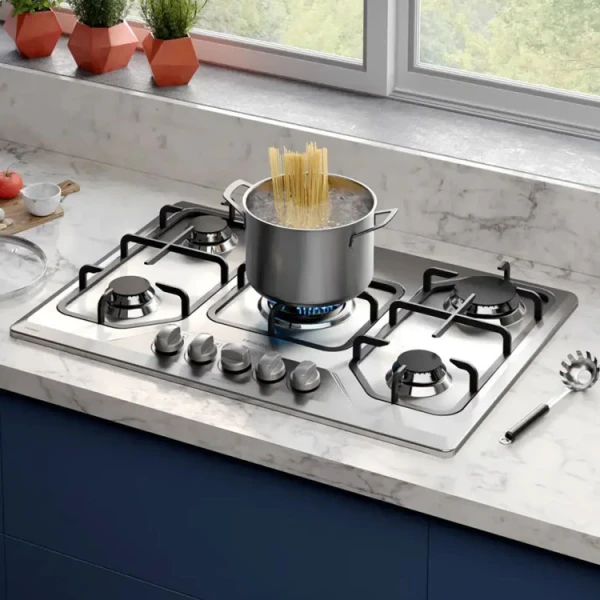 FRIGIDAIRE 30" 5 BURNER BUILT-IN GAS COOKTOP W/ ELECTRIC IGNITION + THERMOCOUPLE STAINLESS STEEL SILVER | FTGC3050XS - Image 