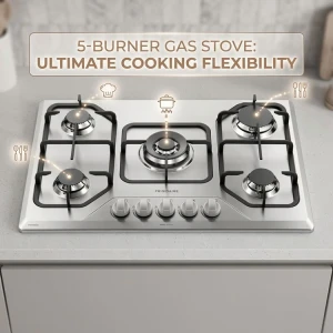 FRIGIDAIRE 30" 5 BURNER BUILT-IN GAS COOKTOP W/ ELECTRIC IGNITION + THERMOCOUPLE STAINLESS STEEL SILVER | FTGC3050XS - Image 