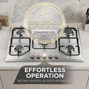 FRIGIDAIRE 30" 5 BURNER BUILT-IN GAS COOKTOP W/ ELECTRIC IGNITION + THERMOCOUPLE STAINLESS STEEL SILVER | FTGC3050XS - Image 