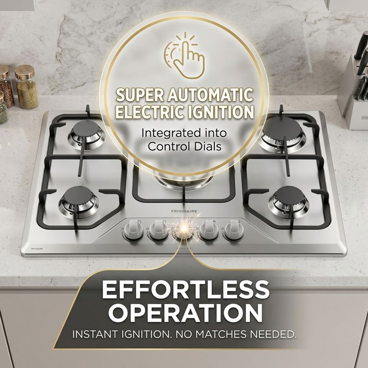 Super automatic electric ignition cooktop dials 