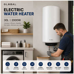GLOBAL 30 LTR 220V DIGITAL ELECTRIC WATER HEATER | GB30LD - Image 