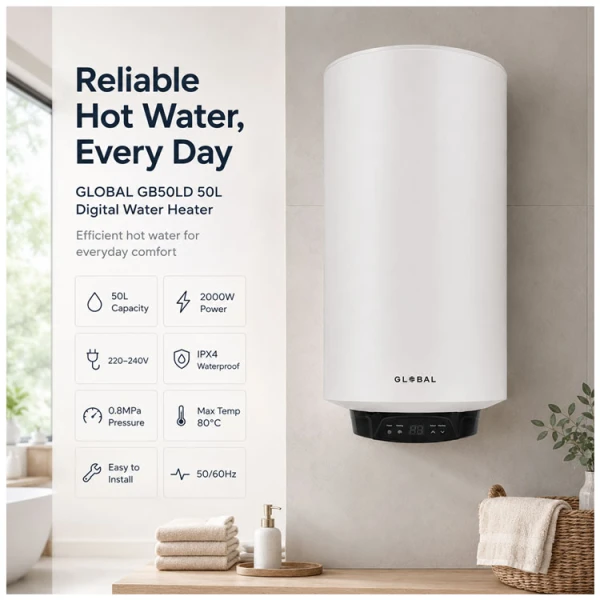 GLOBAL 50 LTR 220V DIGITAL ELECTRIC WATER HEATER | GB50LD - Image 