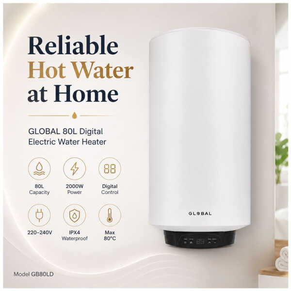 GLOBAL 80 LTR 220V DIGITAL ELECTRIC WATER HEATER | GB80LD - Image 