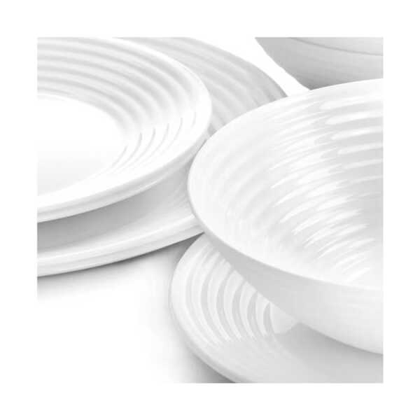 GIBSON HOME ULTRA PATIO 12PC TEMPERED OPAL GLASS DINNERWARE SET WHITE | GI126947-12 - Image 